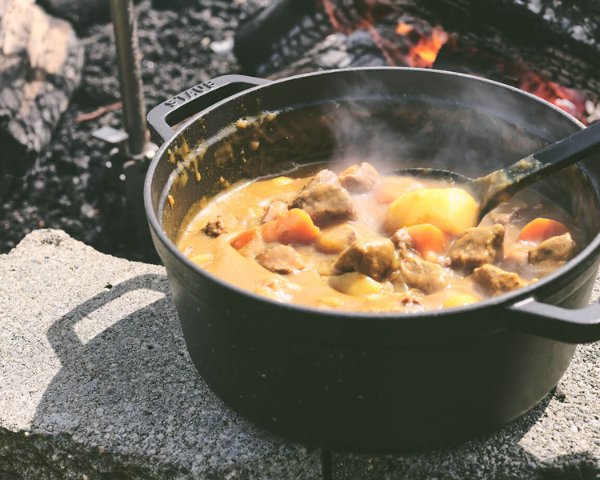 Beef Curry in a cast iron pot