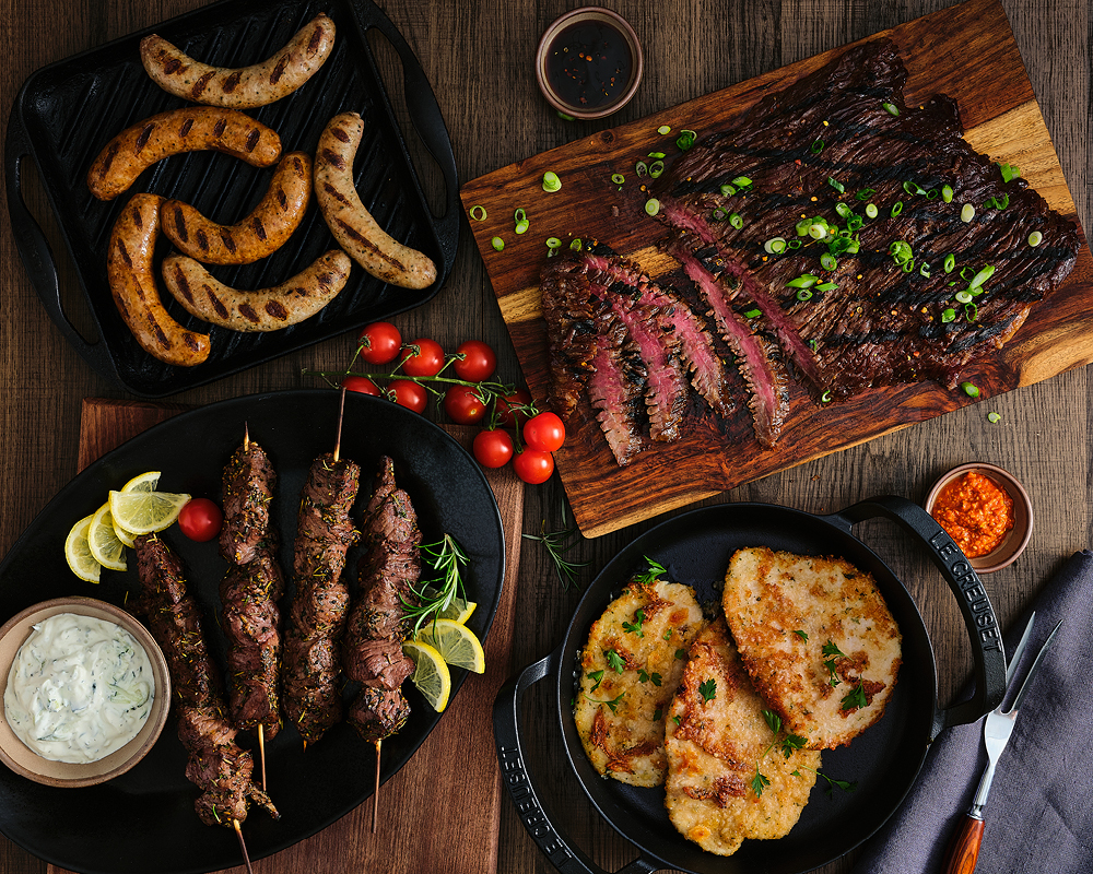 A spread of cooked specialty Butcher Shop meat items