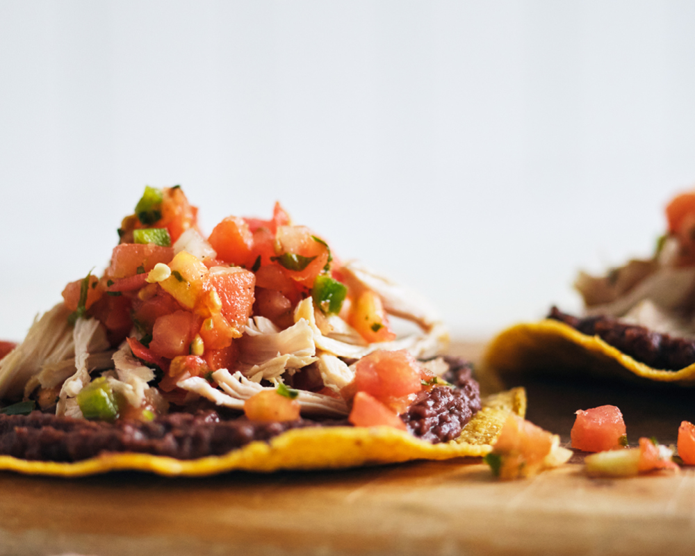 Rotisserie chicken tostadas