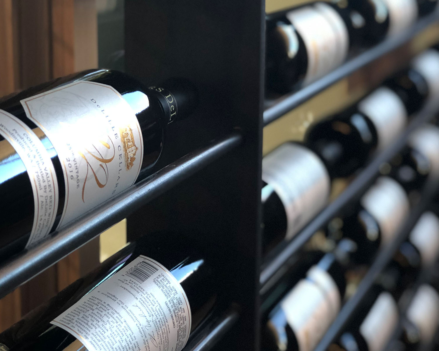 bottles of wine on wine rack