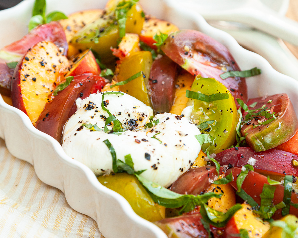 Heirloom tomato and peach-o-rama peach salad